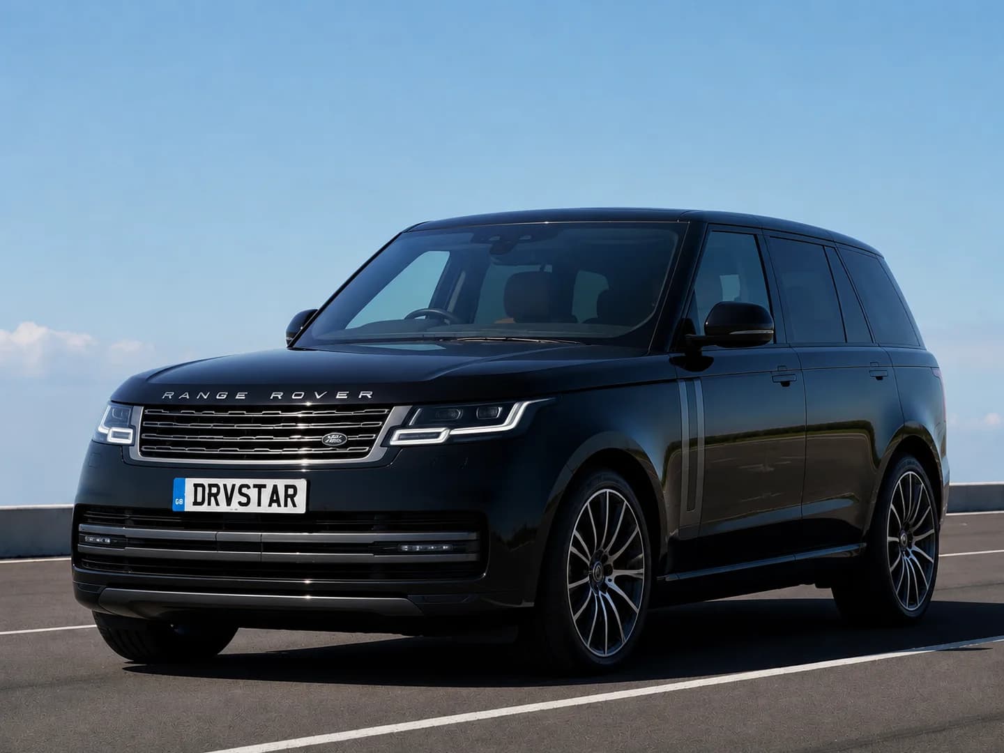 A black Range Rover with a DRVSTAR plate, prepared to showroom standard
