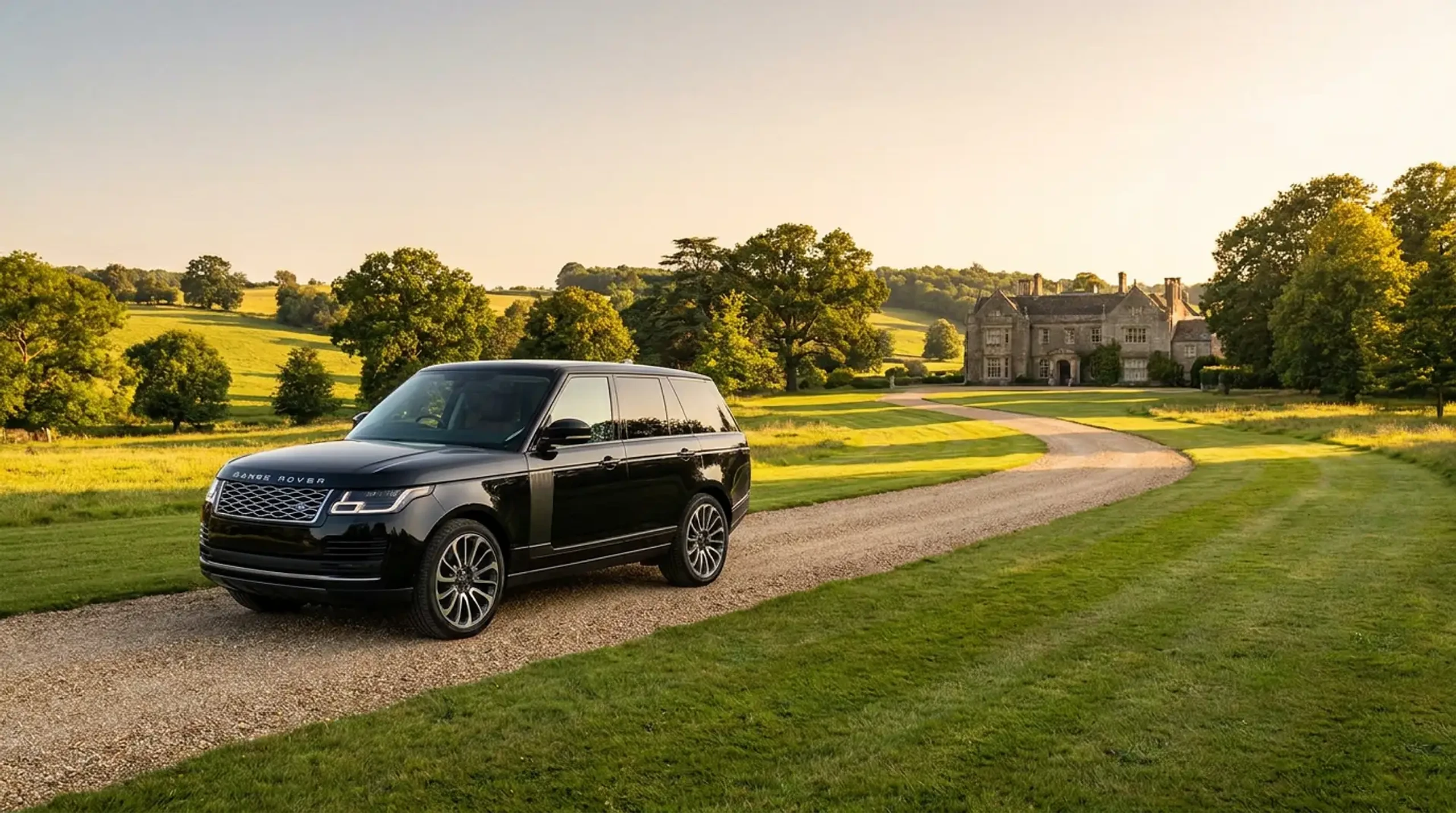 A black Range Rover in showroom condition