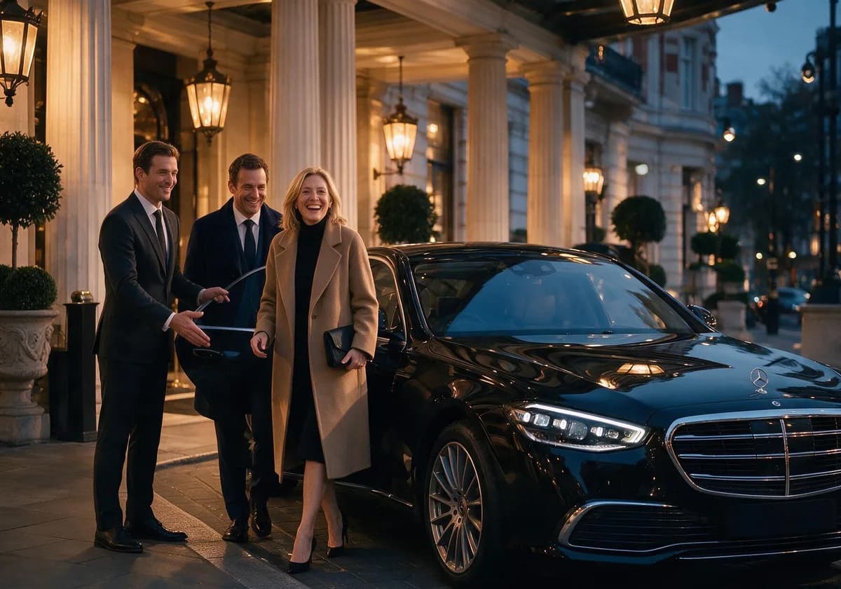 A premium Mercedes-Benz S-Class saloon presented for First Class chauffeur travel - view 4